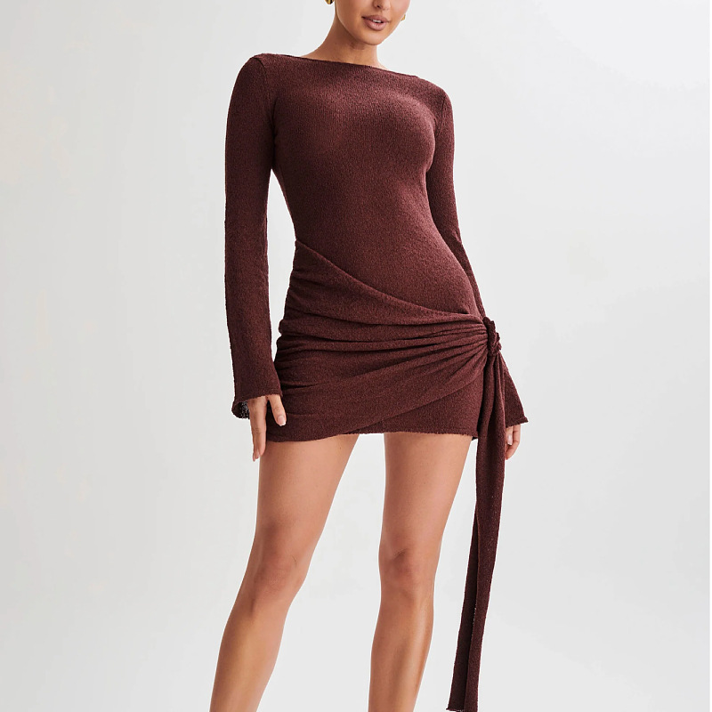 Elara Ave™- Long Sleeve Backless Dress