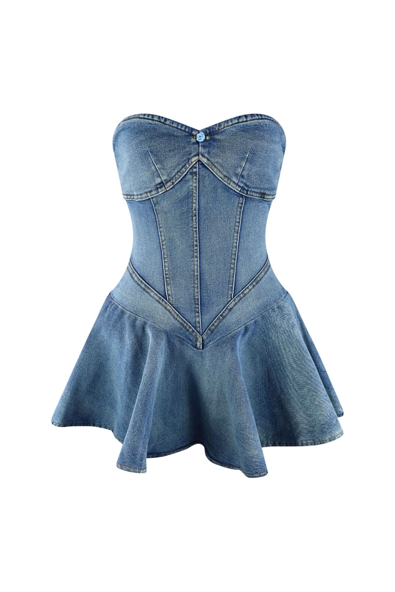 Elara Ave™- Denim Balletcore Corset Mini Dress