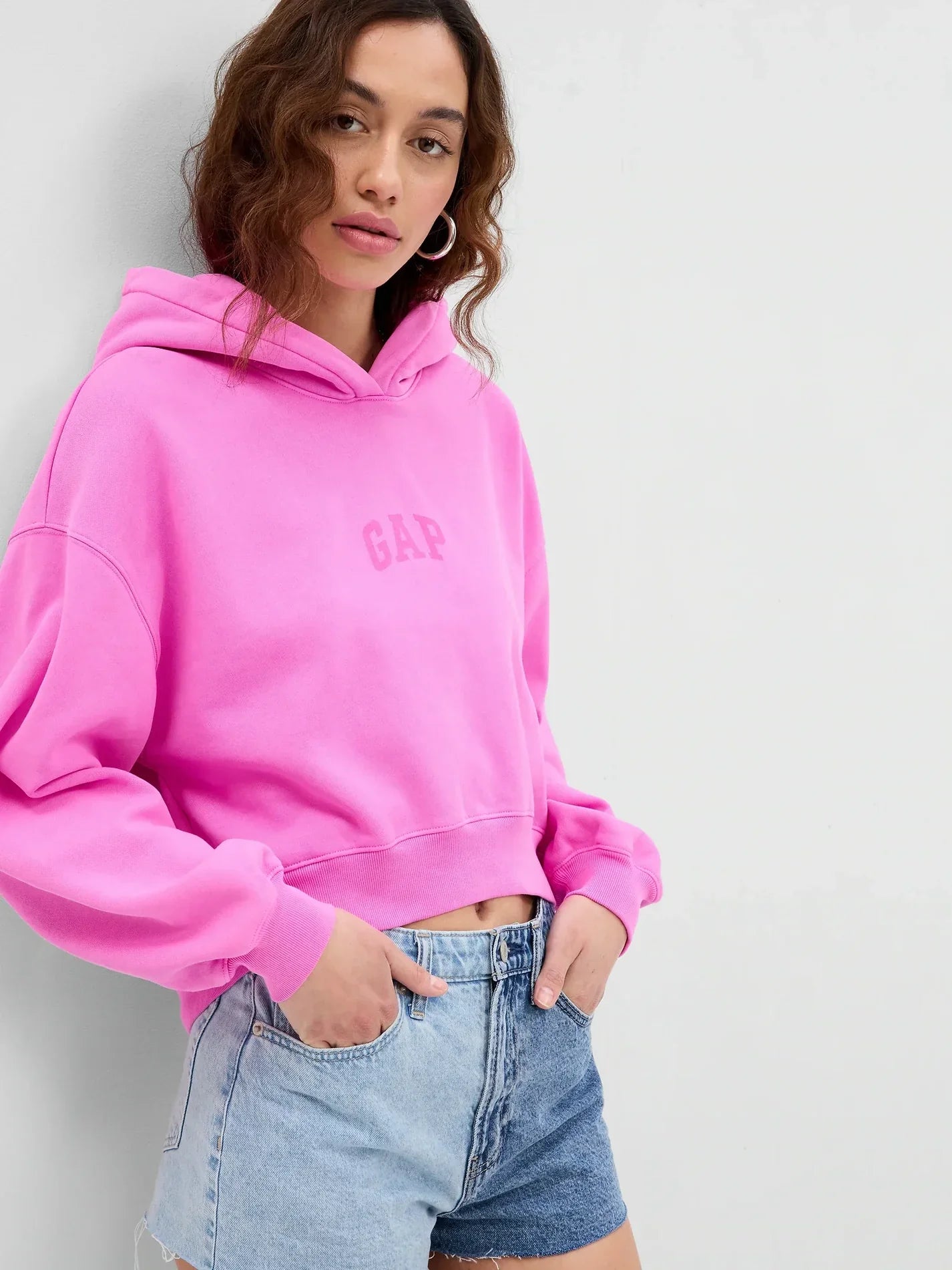 Pink Crop Hoodie