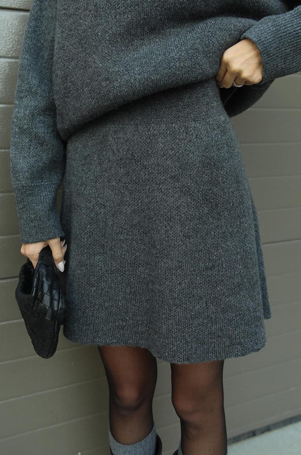 Knitted Skirt Sweater Set