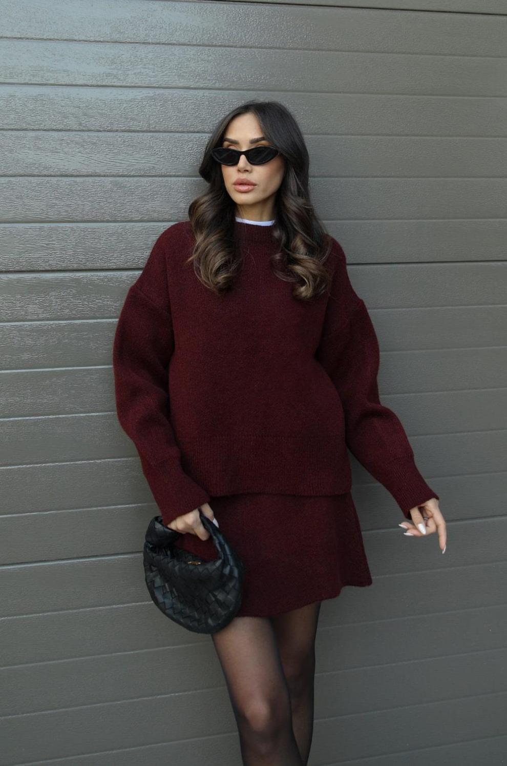 Knitted Skirt Sweater Set