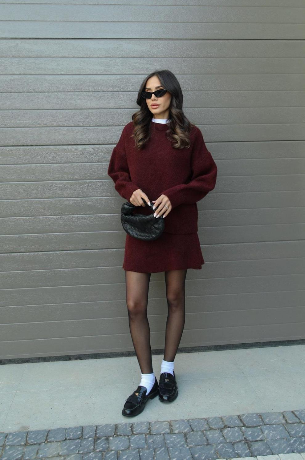 Knitted Skirt Sweater Set