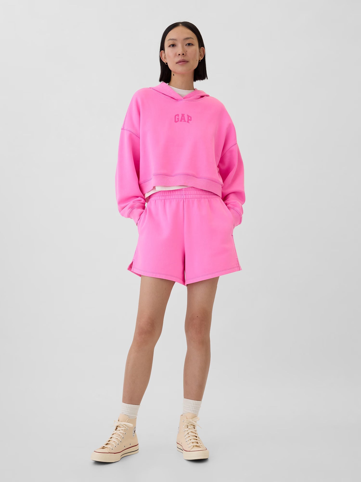 Pink Crop Hoodie