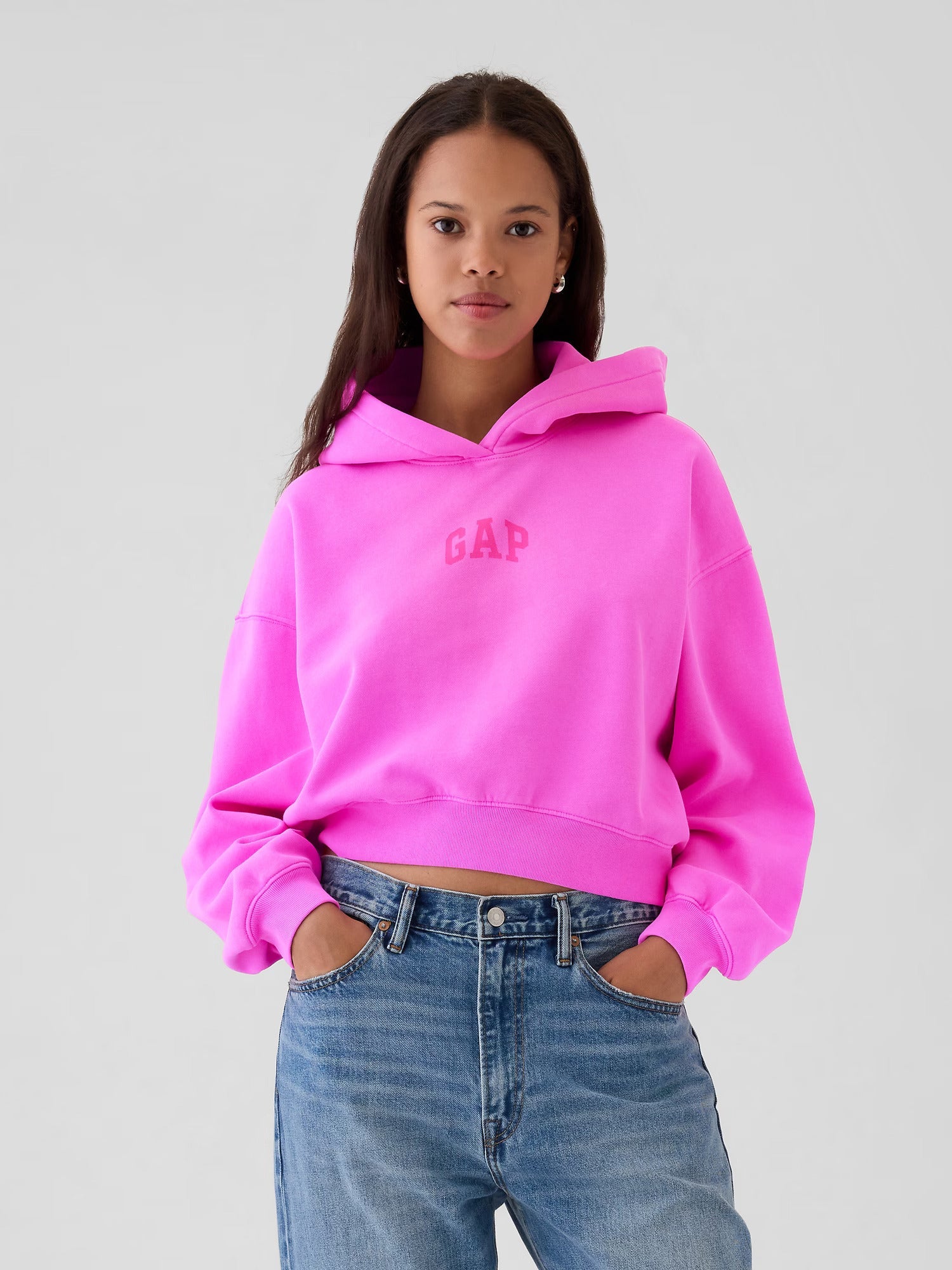 Pink Crop Hoodie