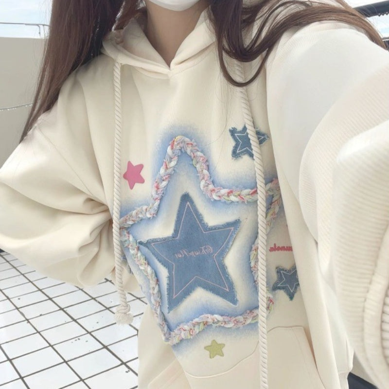 Elara Ave™- Star Embroidered Hoodie