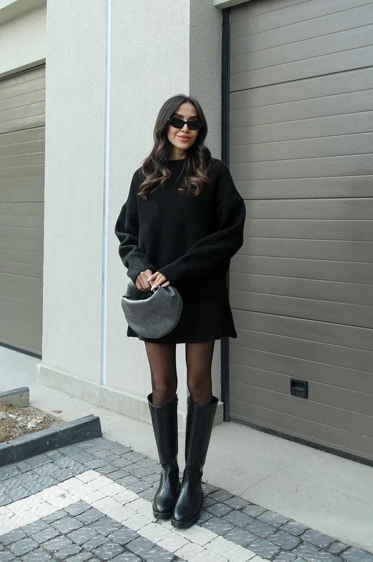 Knitted Skirt Sweater Set